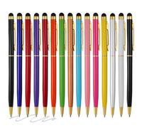 FIRCRE Paquete de 15 lápices capacitivos para pantallas táctiles, lápiz capacitivo compatible con teléfonos, tabletas, Kindle y bolígrafos de tinta negra, bolígrafos 2 en 1 para estilistas (oro rosa)