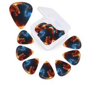 Fire and ice dragons - Púas de guitarra con caja organizadora, 0.46, 0.71, 0.96 mm, incluye grosor fino medio pesado, púas de guitarra abstracta para guitarra eléctrica, ukelele y bajo