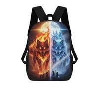 Fire And Ice Wolves Fantasy Art Mochila Impermeable Para Ordenador Portátil Para Campus, Actividades Al Aire Libre, Viajes Y Deportes 17inch