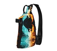 Fire and Water Phoenix - Mochila cruzada con estampado de fénix para hombres y mujeres, para caminar al aire libre, viajes, Negro -, Talla única