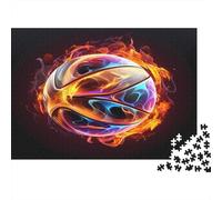 Fire Basketball-Digital Art Style Jigsaw Puzzle for Adults Fiery Glowing Sphere Art Fun Present & Activity for Home Wall Decor 52x38cm/1000pcs