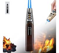 Fire Blaze - Encendedor de doble arco, potente llama ajustable, linterna brillante, impermeable y resistente al viento, encendedor de arco de plasma recargable para actividades al aire libre (gris