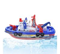 Fire Boat Toy - child squirting firefighter boat, floating musical play ship | fire truck action bath boat, light up sound spraying cruiser, early learning toy for pool beach play