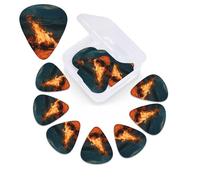 Fire by the Sea - Juego de 12 púas de celuloide de diferentes grosores para guitarra con caja de almacenamiento de púas de guitarra, púas de guitarra personalizadas para púas de guitarra acústica