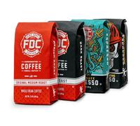 Fire Department Coffee - Regala a los bomberos - Paquete variado de rescate - Café en grano entero - Granos expreso medio, oscuro, Shellback y Skull Crushing Espresso - Propiedad de veteranos (12