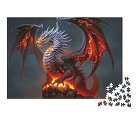Fire Dragon Fantasy Colourful Ice and Fire Dragon 1000 Pcs Jigsaw for Adults & Kids Unique Challenging Fun Activity 38x26cm/1000pcs