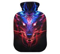 Fire Dragon Head - Botella de agua caliente con funda de terciopelo, botellas de calor de agua caliente para calambres menstruales, alivio del dolor, 1 litro