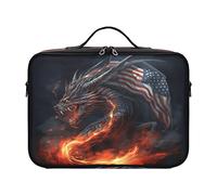 Fire Dragon Retro American Flag Independence Day Bolsa de cosméticos de maquillaje de viaje portátil artista bolsa de almacenamiento bolsa de maquillaje con cremallera bolsa de maquillaje de viaje