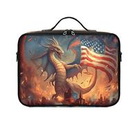 Fire Dragon Retro American Flag Independence Day Bolsa de cosméticos de viaje grande bolsa de maquillaje de viaje grandes bolsas de maquillaje bolsa de viaje estuche de viaje para cosméticos para