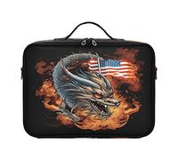 Fire Dragon Retro American Flag Independence Day - Bolsa de cosméticos grande para artículos de tocador, bolsa de viaje para artículos de tocador, bolsa de maquillaje cosmética de viaje para el