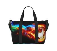 Fire Dragon Roll - Bolsa de viaje cruzada de fútbol, 41 x 29 x 15 cm, bolsa de viaje para parte inferior de silla, bolsa de viaje, bolsa de noche, bolsa de mano unisex, Black, Talla única