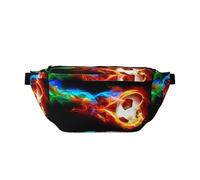 Fire Dragon Roll - Riñonera ajustable para hombres y mujeres, para correr, senderismo, escalada, gimnasio, bicicleta estática, etc., Black, Talla única
