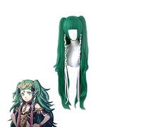 Fire Emblem Three Houses 120cm Cosplay peluca Sothis Green Long Curls Hair con 100cm Chip Ponytails para Halloween Juego de roles