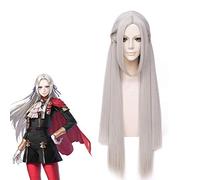Fire Emblem ThreeHouses Cosplay Peluca Edelgard Von Fresberg Largo Gris Recto Parte media Cabello Halloween Juego de roles Pelucas