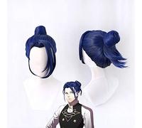 Fire Emblem ThreeHouses Felix Cosplay Pelucas Azul con bollo Peluca de pelo sintético resistente al calor para Carnaval Halloween Juego de roles