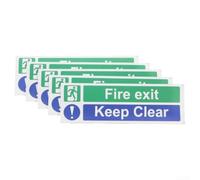 Fire Exit Keep Clear - Calcomanías de seguridad resistentes de PVC de 12 x 4 pulgadas, resistentes al agua, para oficina, escuela, almacén, protección interior y exterior, 20 unidades