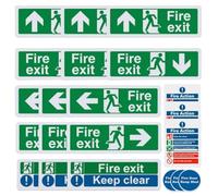 Fire Exit Sign, Self-Adhesive Exit Sticker, Exit Sticker Kit, Fire Safety Sticker, Man Running Exit Sign, Weather And Temperature Resistant Durable And Long-Lasting For Home And Work