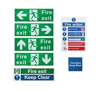 Fire Exit Sign Sticker Set, 7-Pack Fade-Resistant Safety Decals, High Visibility Survival Stickers for Industrial Outdoor Use on Doors Walls Offices Homes Business 75g