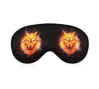 Fire Flaming Wolf Sleeping Eye Mask Sombra de ojos con correa ajustable Venda para los ojos para viajes en avión