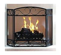 Fire Guard Pantalla para Chimenea de Hierro Forjado Negro Plegable de 3 Paneles, decoración de Metal para Exteriores, Cubierta Protectora contra Chispas, Valla para Chimenea a Prueba de Seguridad