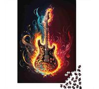 Fire Guitar Rompecabezas Rock Music Art 1000 Piezas Papel Reciclado para Adultos Rompecabezas Divertido Y Desafiante Juego Familiar Excelente Idea De Regalo 38x26cm/1000pcs