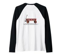 Fire Island retro rojo vagón playa verano vacaciones amigo Camiseta Manga Raglan