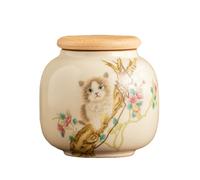 Fire Kirin Bote de té pequeño de cerámica de 9 onzas con tapa hermética, adorable tarro de almacenamiento de diseño de animales para té de hojas sueltas, café, azúcar, galletas, organizador decorativo