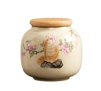 Fire Kirin Bote de té pequeño de cerámica de 9 onzas con tapa hermética, adorable tarro de almacenamiento de diseño de animales para té de hojas sueltas, café, azúcar, galletas, organizador decorativo
