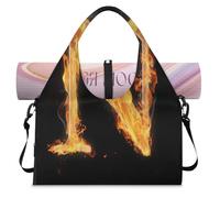 Fire Letter N - Bolsa deportiva con compartimento para zapatos, estampado N de fin de semana, bolsa de equipaje para gimnasio, yoga, viajes, color, L, Bolsa de viaje