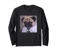 Fire Me Perro Pug con Trabajo Divertido Meme Borroso Manga Larga