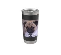 "Fire Me" Perro Pug con Trabajo Divertido Meme Borroso Vaso térmico de acero inoxidable de doble pared