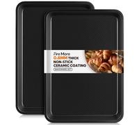 Fire More 2 Pack Bandejas de Horno de Acero al Carbono, 32,6 x 22,8 x 2,5 cm Bandejas para Hornear con Revestimiento Antiadherente, Fáciles de Limpiar