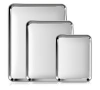 Fire More Bandeja de horno de acero inoxidable,Juego de 3 Bandejas Rectangular Antiadherente para Hornar,no tóxico y saludable, acabado de espejo y apto para lavavajillas