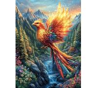 Fire Phénix Dans le paysage de Cascade Puzzle 500 Piezas Papel Adultos Mitos fantásticos Desconectar Estrés Alivio Ansiedad Garantía Reposición Piezas 500 PCS