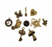 Fire Phoenix Designs Alicia en el país de las maravillas CC0085816 - Juego de 10 dijes de bronce envejecido, Metal, No es una piedra preciosa