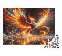 Fire Phoenix Mythic 100% Recycled Cardboard Flaming Eagle Silhouette 1000Pc Jigsaw Puzzles Adults Unique Classic Educational Games 52x38cm/1000pcs