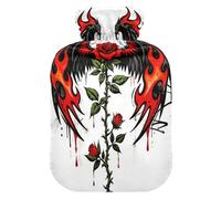 Fire Phoenix Rose Tattoo - Botella de agua caliente con funda suave, bolsa calentadora de 2 L para dolor muscular