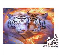 Fire Tiger Duo 100% Recycled Cardboard Yin-Yang Tigers 1000 Piece Puzzle for Adults The Impossible Challenge Fun Present 70x50cm/1000pcs