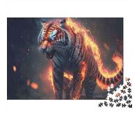 Fire Tiger Mythic Colourful Fiery Shadow Tiger 1000 Pcs Puzzle for Adults Beautiful Decoration Puzzle Fun Present 38x26cm/1000pcs