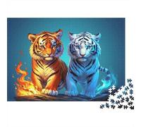Fire Tiger Mythic Colourful Fire and Ice Tigers 1000 Pcs Jigsaws for Adults The Impossible Challenge Brain Development 70x50cm/1000pcs