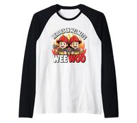 Fire Truck Rescue Enthusiast Firefighter Squad Wee Woo Camiseta Manga Raglan