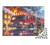 Fire Truck Rescue Scene 100% Recycled Cardboard Fire Truck at Blaze 1000Pc Jigsaw Puzzle For Adults Challenging & Brainteasing 70x50cm/1000pcs