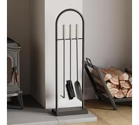 Fire Vida ARC Fuego Chimenea, Metal, Cromo/Negro, 4 Piezas