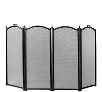 Fire Vida Stanton Fire Screen 4 Panel, Metal, Negro, H 24x W 38 Inches