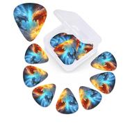 Fire VS Ice Art - Juego de 12 púas de celuloide de diferentes grosores para guitarra con caja de almacenamiento de púas de guitarra, púa de guitarra personalizada para púas de guitarra acústica