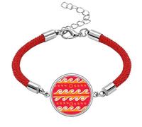 Fire Wave - Pulsera de cuerda roja hecha a mano con diseño de tótems de México de la antigua civilización