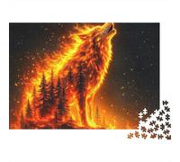 Fire Wolf Howling Set De Rompecabezas 1000 Piezas Cartón Premium, Antiestrés para Adultos, Desafío Educativo, Diversión En Casa, 38x26cm/1000pcs