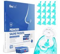 FireAnt Paquete de 16 cápsulas salinas de silicona y 100 paquetes de sal, compatibles con el cuidado nasal Navage, incluye 100 paquetes de solución salina enjuague sinusal + 16 almohadillas de sal