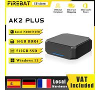 FIREBAT-Mini PC AK2 PLUS, Intel N100, N150, CPU, Windows 11, DDR4, 16GB de RAM, 512GB, SSD, INTEL N100 16GB+512GB SSD