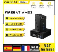 FIREBAT-MINI PC AM02, AMD Ryzen 5 6600H, DDR5, 16GB de RAM, 512GB SSD, WIFI6, BT5.2, ordenador de escritorio portátil, puerto de red HDMI 16GB+512GB SSD